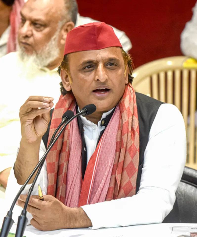 Lucknow: Akhilesh Yadav addresses a press conference