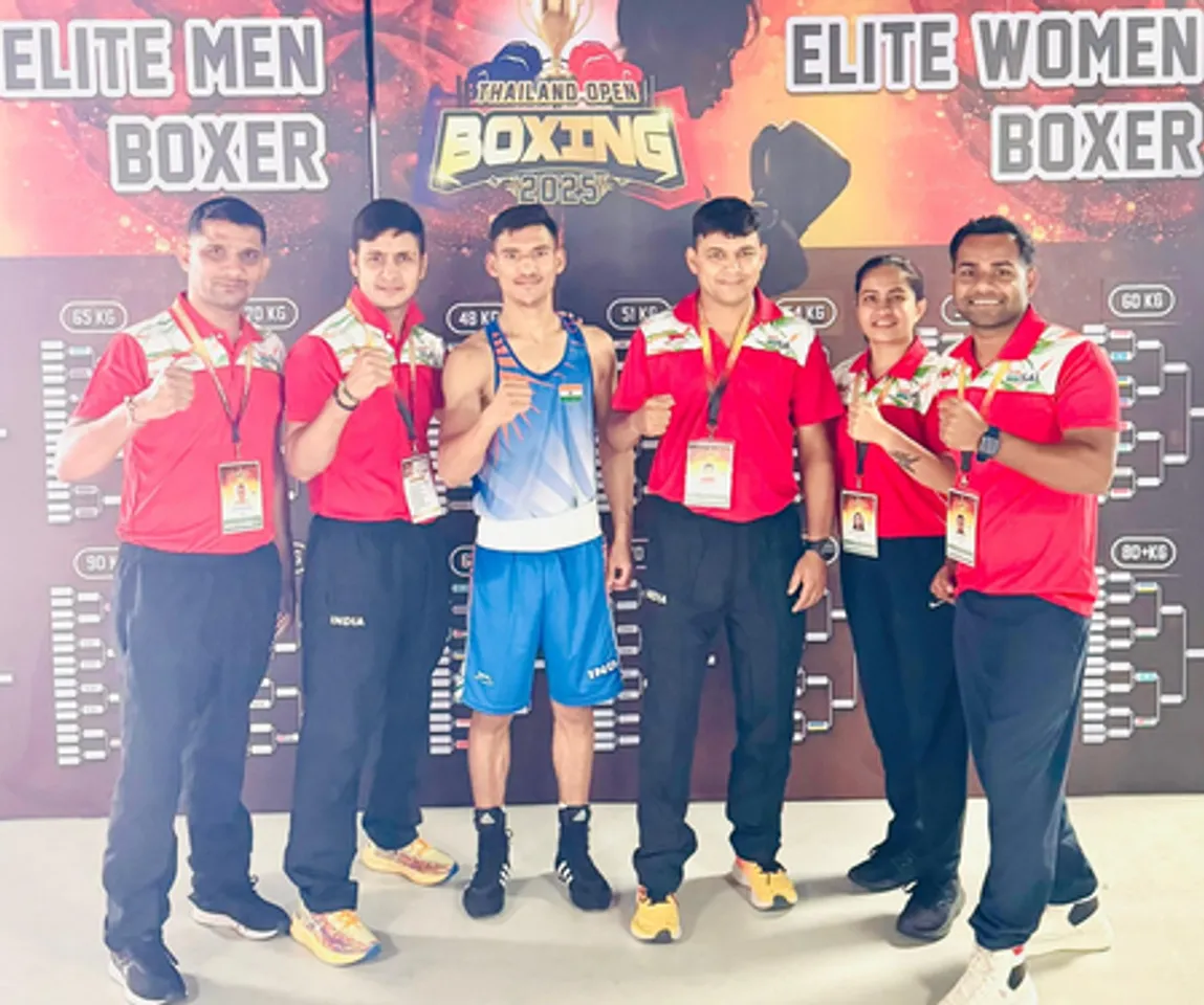 Pawan Bartwal storms into quarters with dominant 5-0 win in men's 55kg category at the 4th Thailand Open International Boxing Tournament in Bangkok on Sunday. Photo credit: BFI