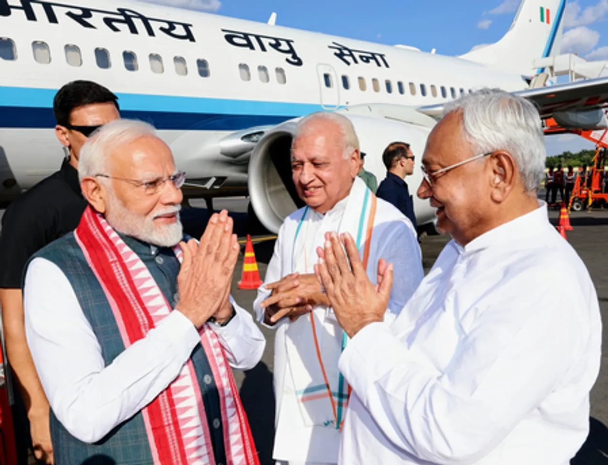 PM Narendra Modi arrives in Patna