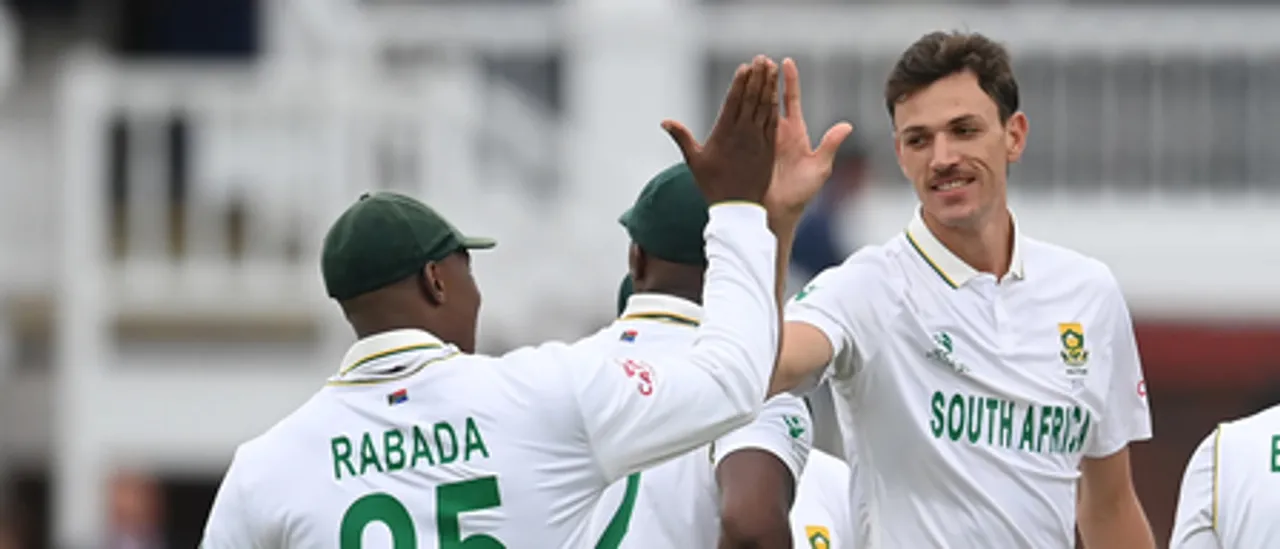 Marco Jansen and Kagiso Rabada pick two wickets each as South Africa reduce Australia to 67/4 at Lunch on Day 1 of the World Test Championship 2025 Final at the Lord's in London on Wednesday. Photo credit: ICC