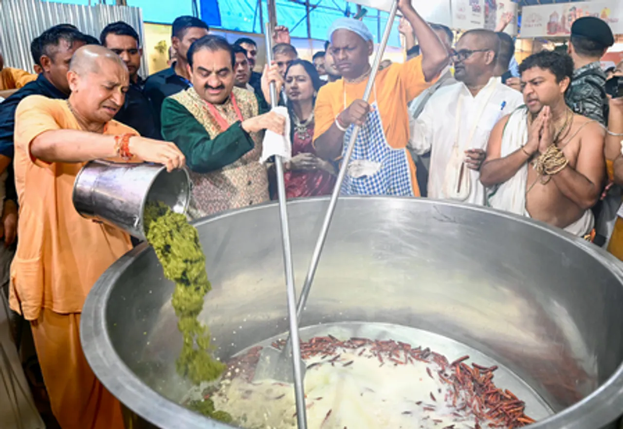Adani Family Joins in Prasad Preparing in Puri