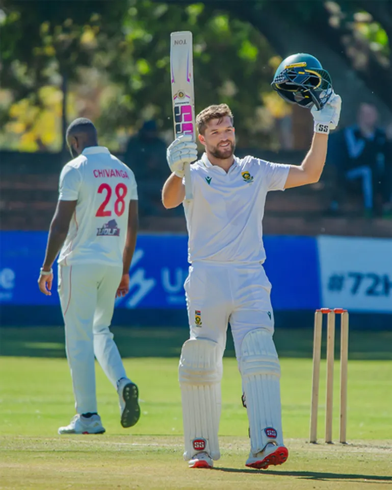 Wiaan Mulder scripts history with triple century on Test captaincy debut (Credit: Zimbabwe Cricket/X)