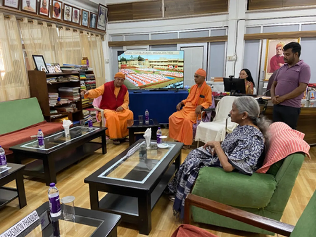 FM Sitharaman interacts with students and staff of Ramakrishna Mission Ashram school in Meghalaya (Pic credit: X/ @nsitharamanoffc)