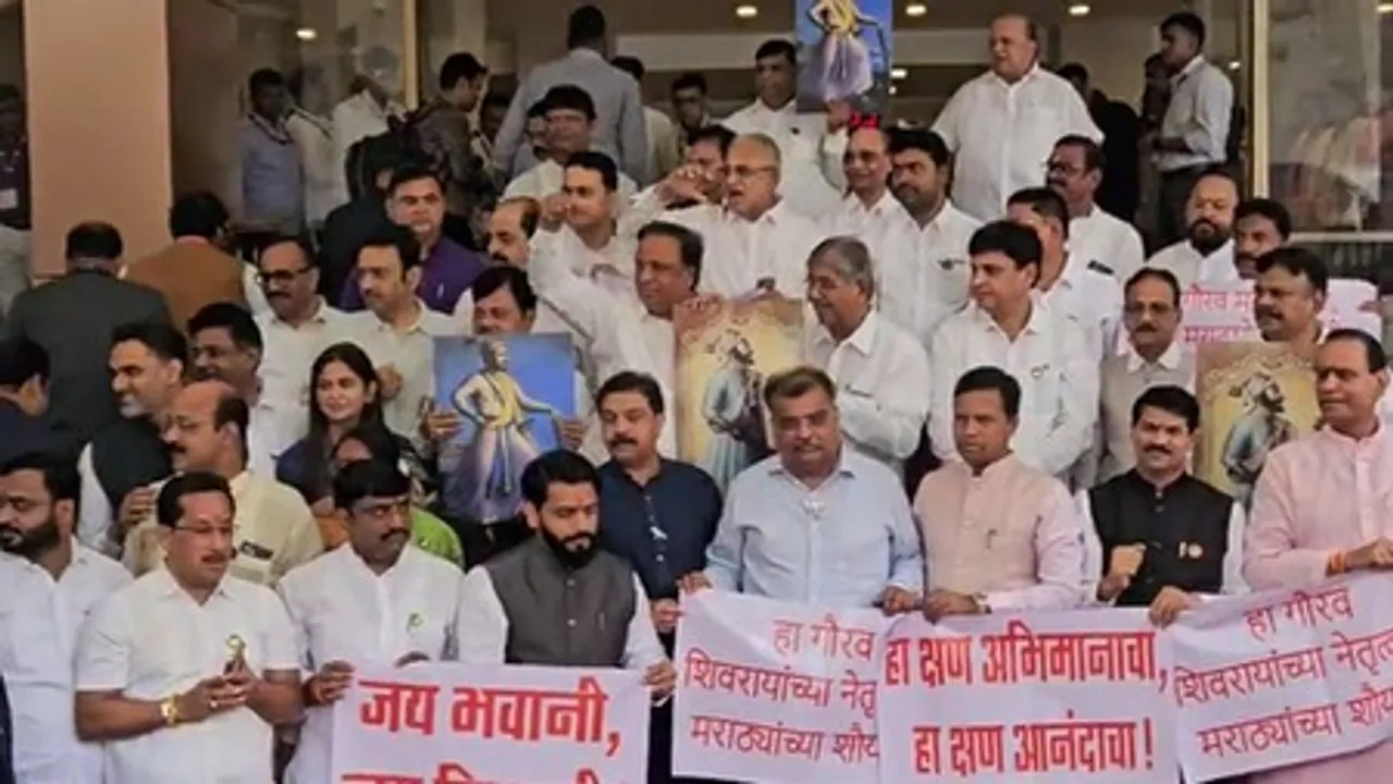 Ruling party raised slogans in honour of Chhatrapati Shivaji Maharaj, Photo - IANS