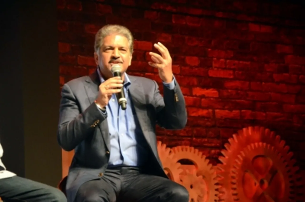 Mumbai: Mahindra Group Chairman Anand Mahindra addresses at the launch of Jawa