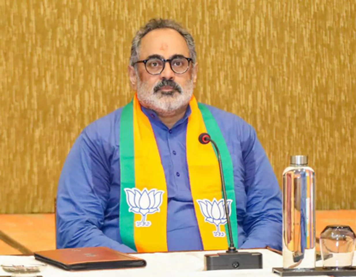 Thiruvananthapuram: Newly elected BJP Kerala president Rajeev Chandrasekhar holds meeting
