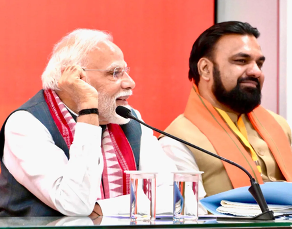 PM Modi interacts with party workers in Patna