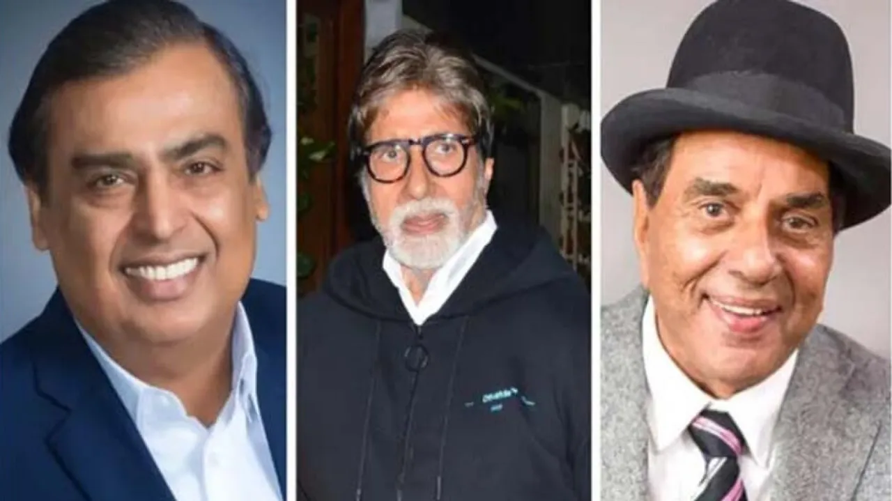 Mukesh Ambani, Amitabh Bachchan and Dharmendra