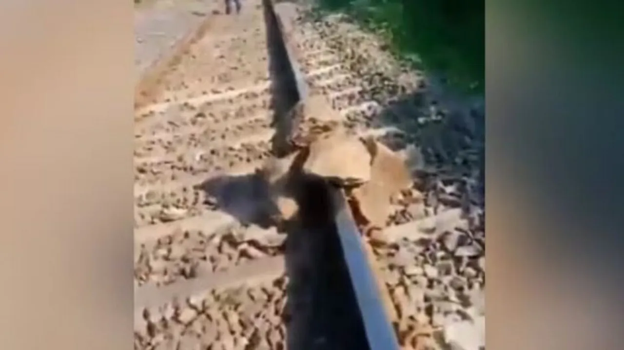 Stones on railway track 