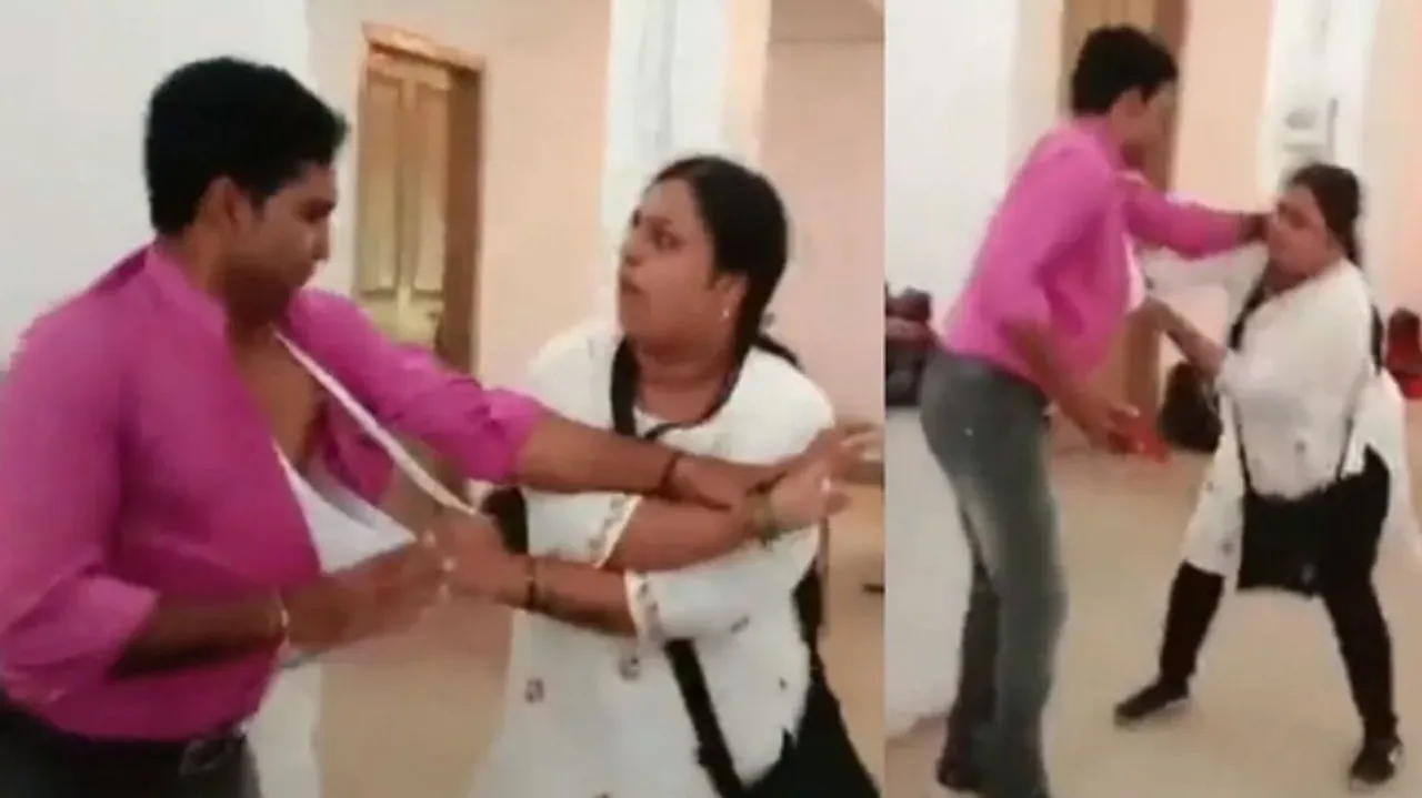 female examinee creating ruckus