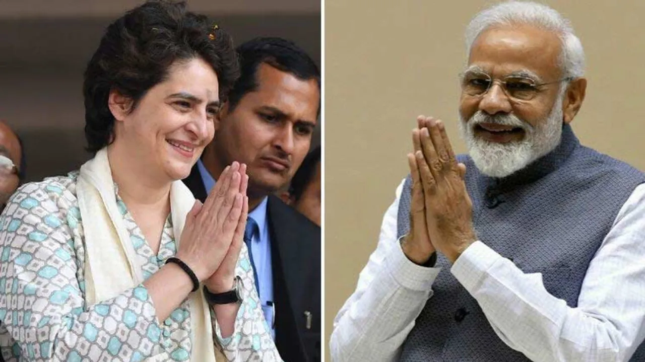 Priyanka Gandhi and Narendra Modi