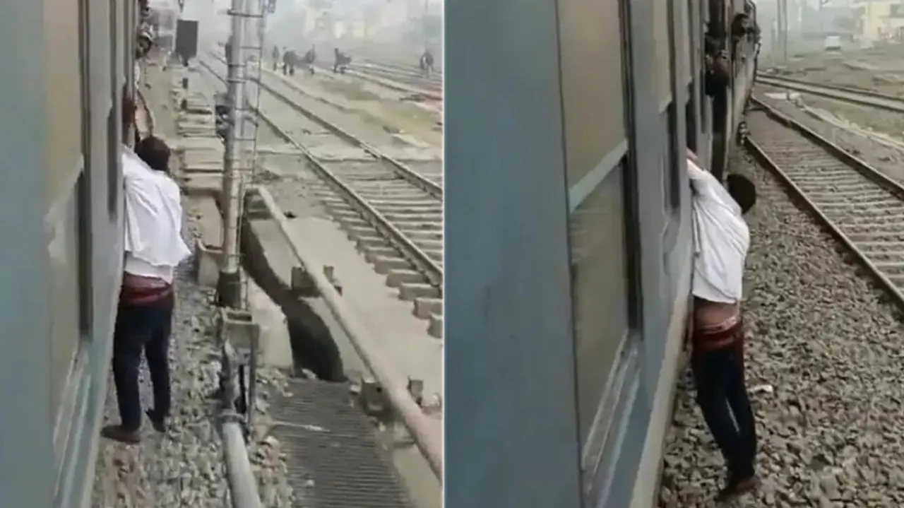 Passengers Hold Thief Through Train Window