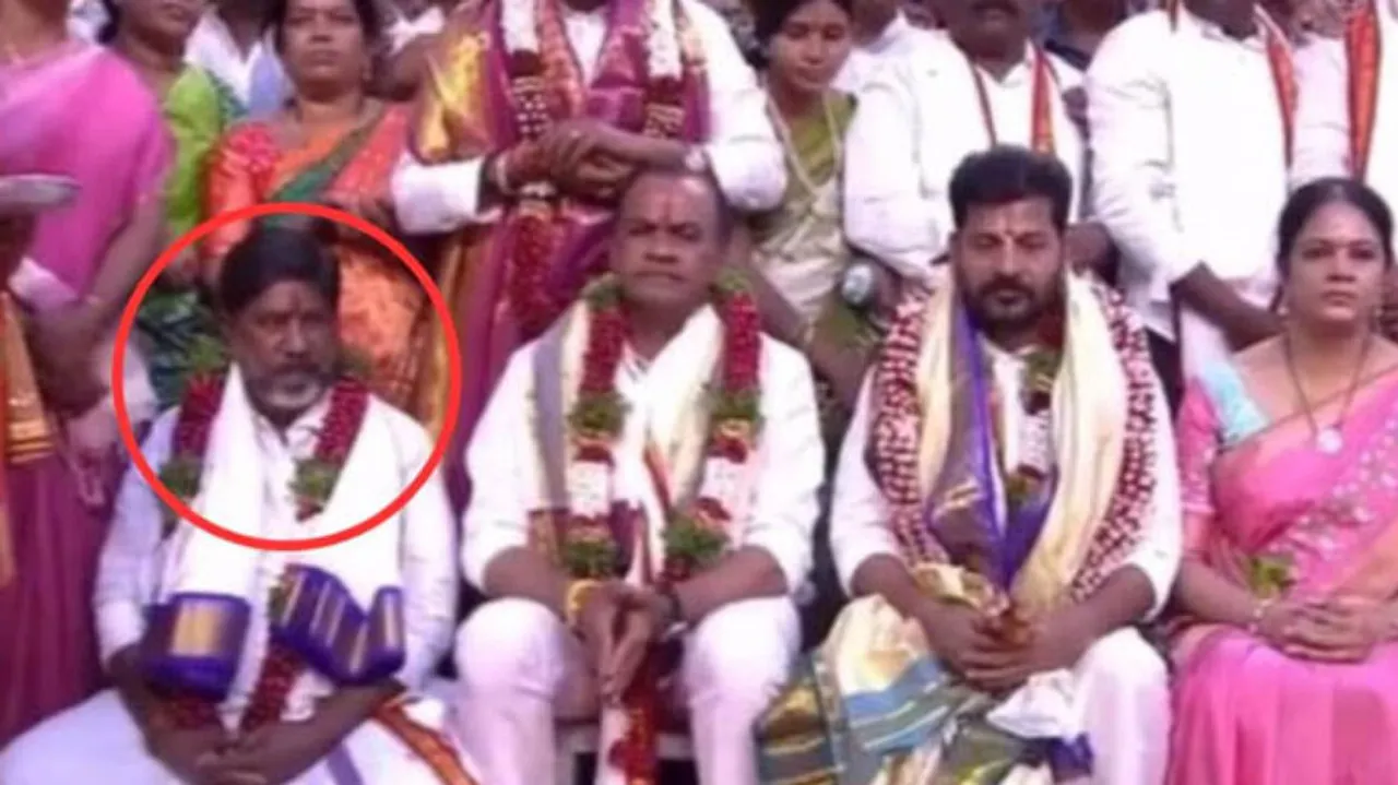 Telangan Deputy CM seated-on-floor