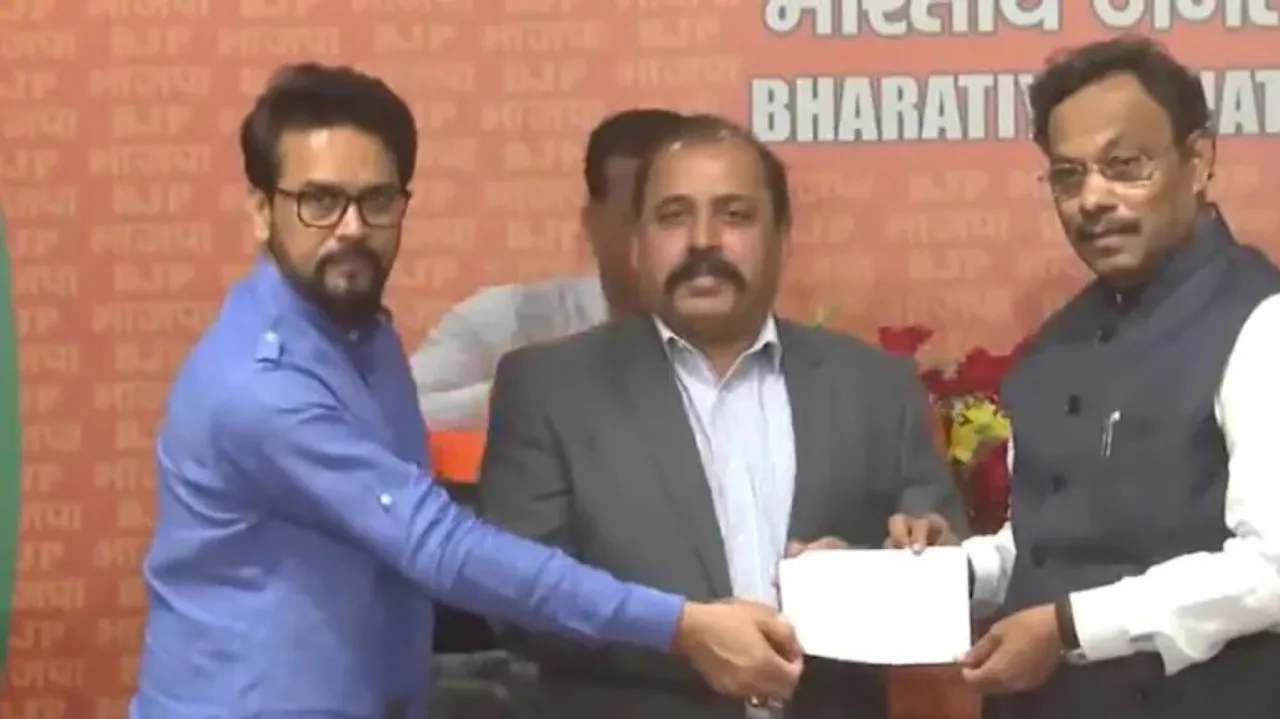 Anurag Thakur, RKS Bhadauria and Vinod Tawde