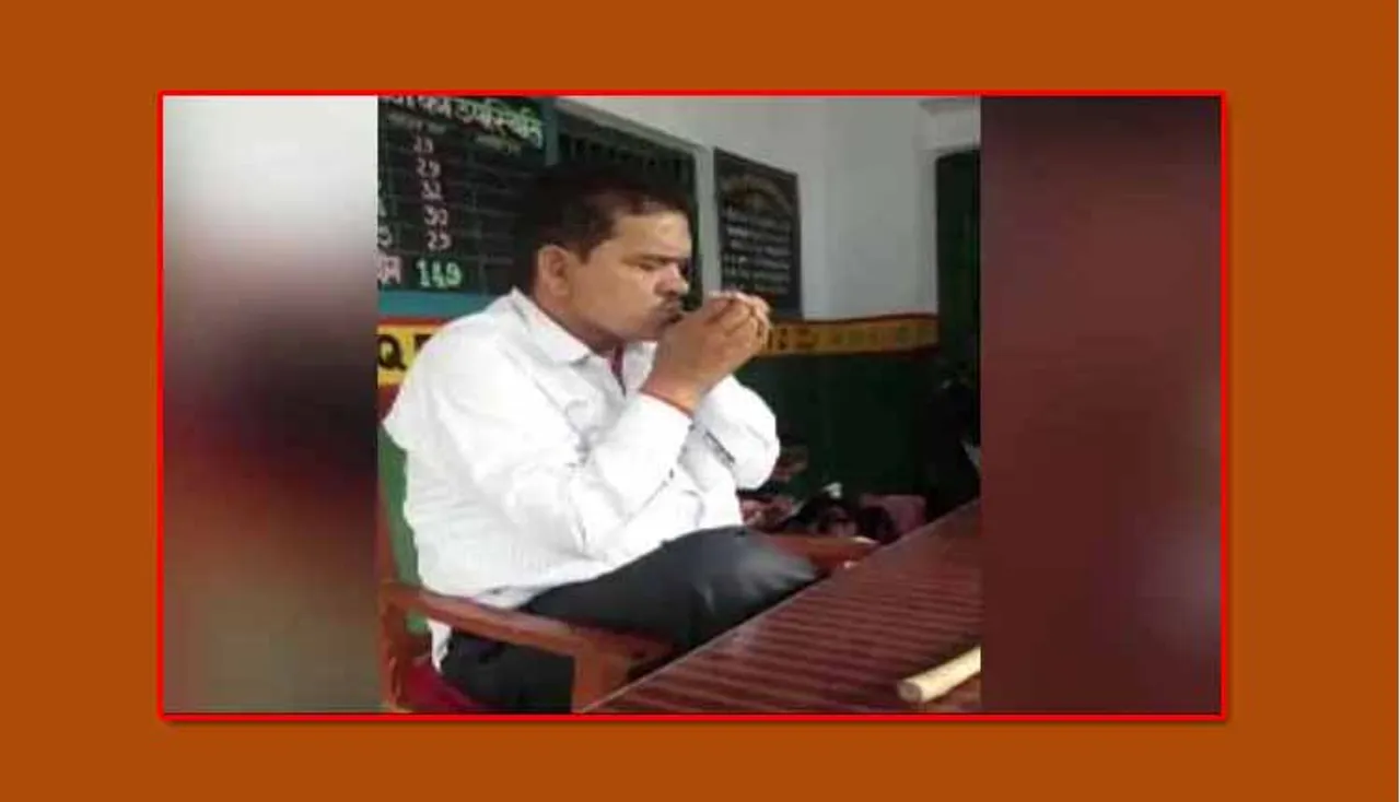 ଛାତ୍ରଛାତ୍ରୀଙ୍କ ସମ୍ମୁଖରେ ବିଡ଼ି ଟାଣି ଫସିଗଲେ ଶିକ୍ଷକ