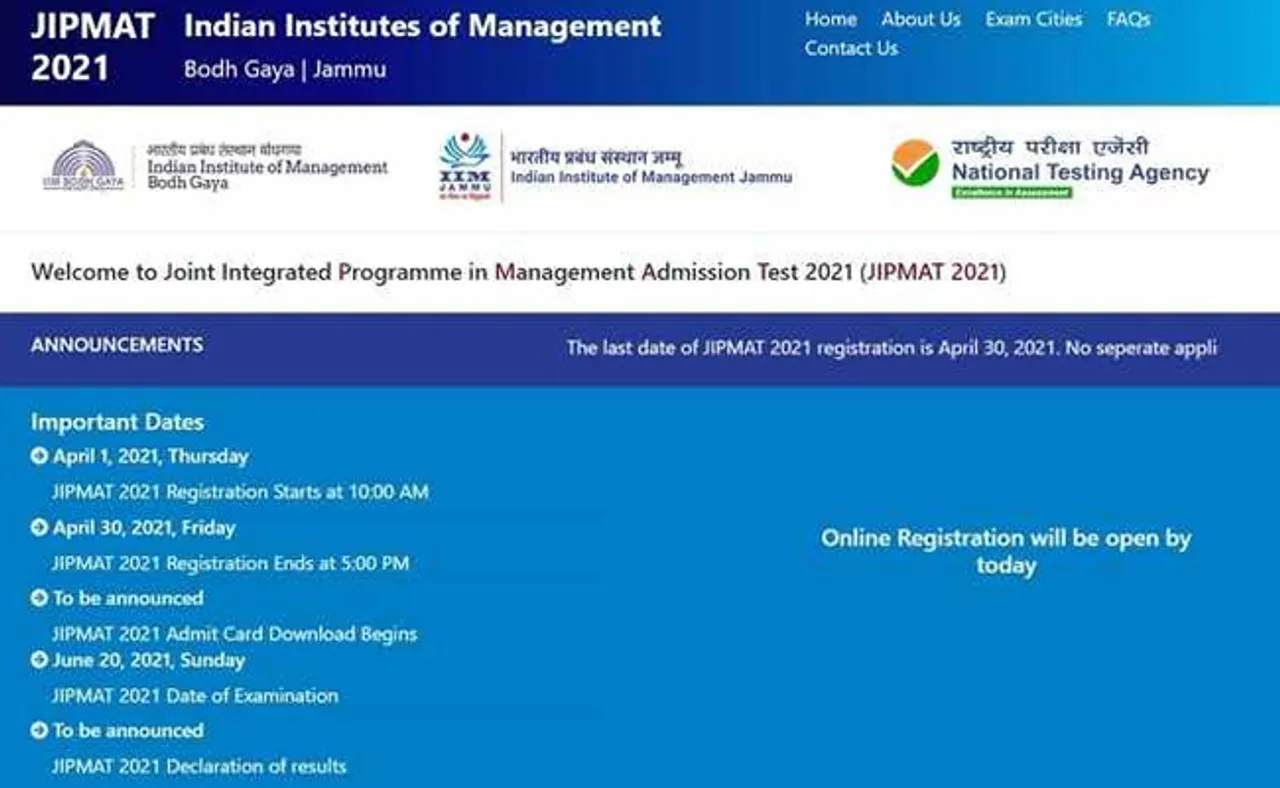 NTA JIPMAT-2021 ପାଇଁ ରେଜିଷ୍ଟ୍ରେସନ୍ ଆରମ୍ଭ