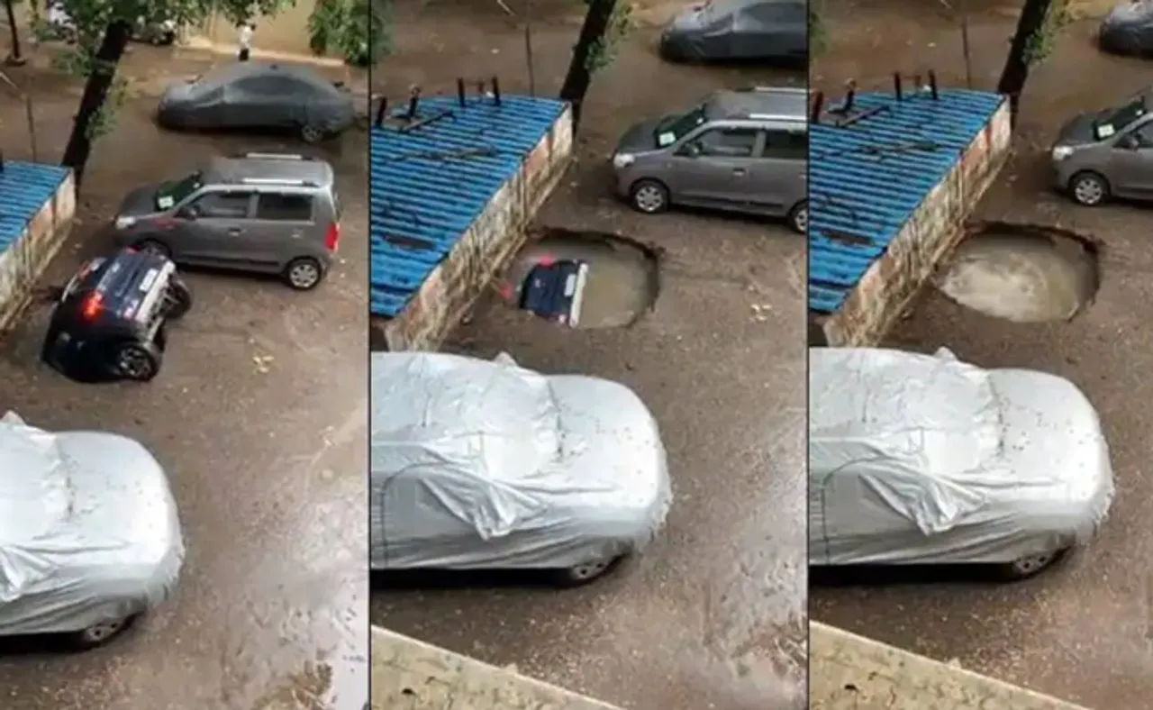 ଚାହୁଁ ଚାହୁଁ ପାର୍କିଂରେ ଛିଡ଼ା ହୋଇଥିବା କାର୍ ବୁଡ଼ିଗଲା, ଦେଖନ୍ତୁ ଭିଡିଓ