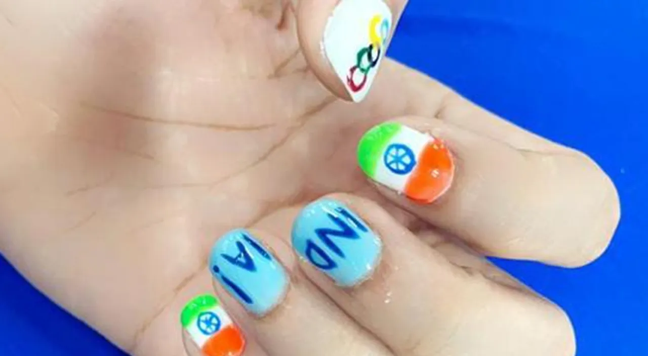 ନଖରେ ଇଣ୍ଡିଆ, ତ୍ରିରଙ୍ଗା ଓ ଅଲିମ୍ପିକ୍ ରିଙ୍ଗ୍