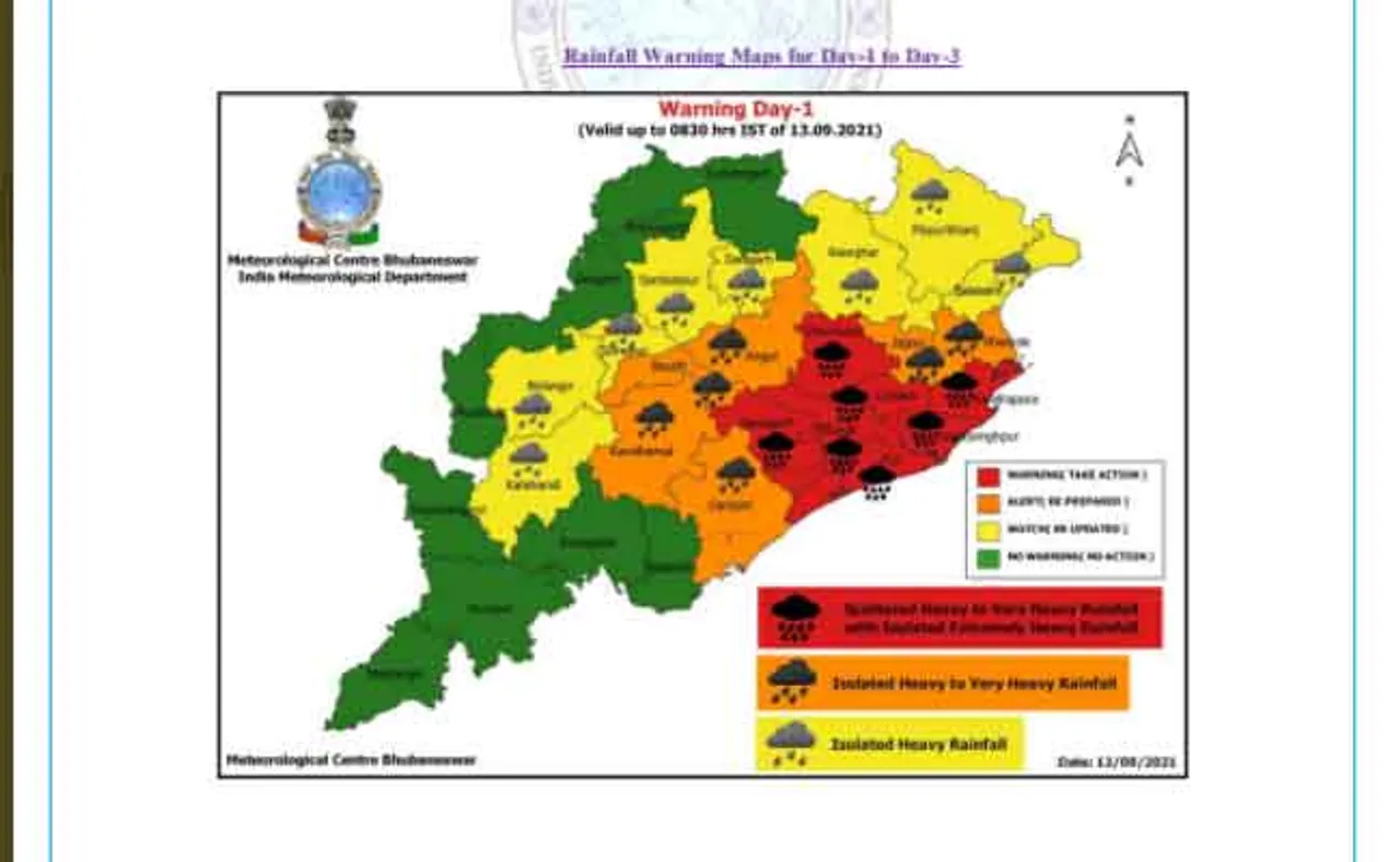 ପ୍ରବଳ ଛେଚିବ, କାଲି ସକାଳ ପର୍ଯ୍ୟନ୍ତ ୭ ଜିଲ୍ଲାକୁ ରେଡ୍‌ ୱାର୍ଣ୍ଣିଂ
