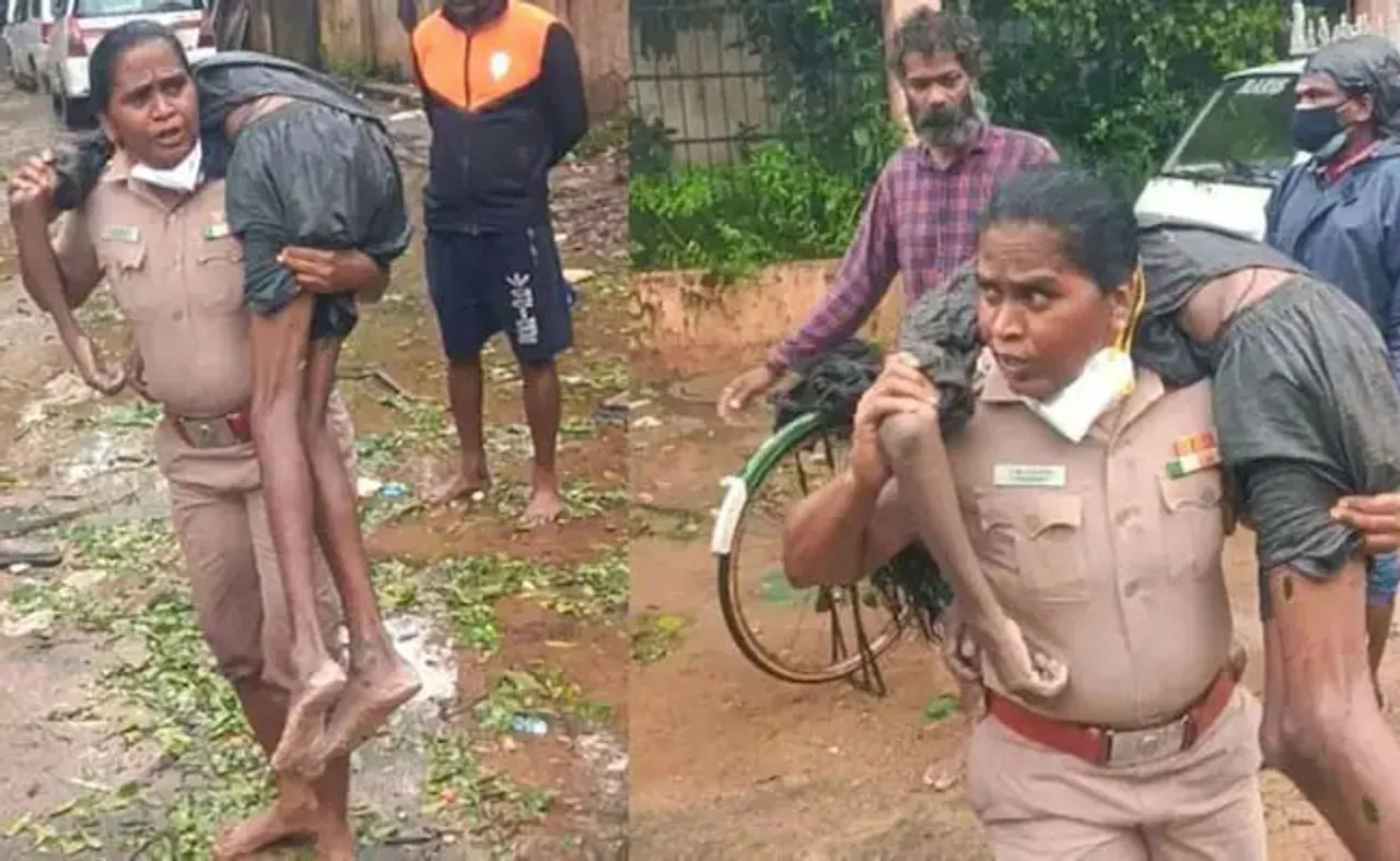 ଅଚେତ ଯୁବକଙ୍କୁ କାନ୍ଧରେ ବୋହି ନେଲେ ମହିଳା ଇନ୍‌ସ୍ପେକ୍ଟର