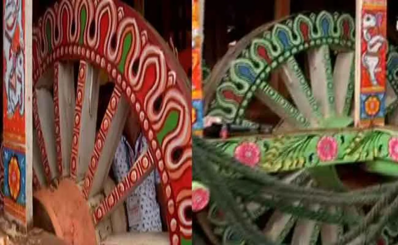 ତାଳଧ୍ୱଜ ଓ ଦର୍ପଦଳନ ରଥ ଚକରେ ଫାଟ