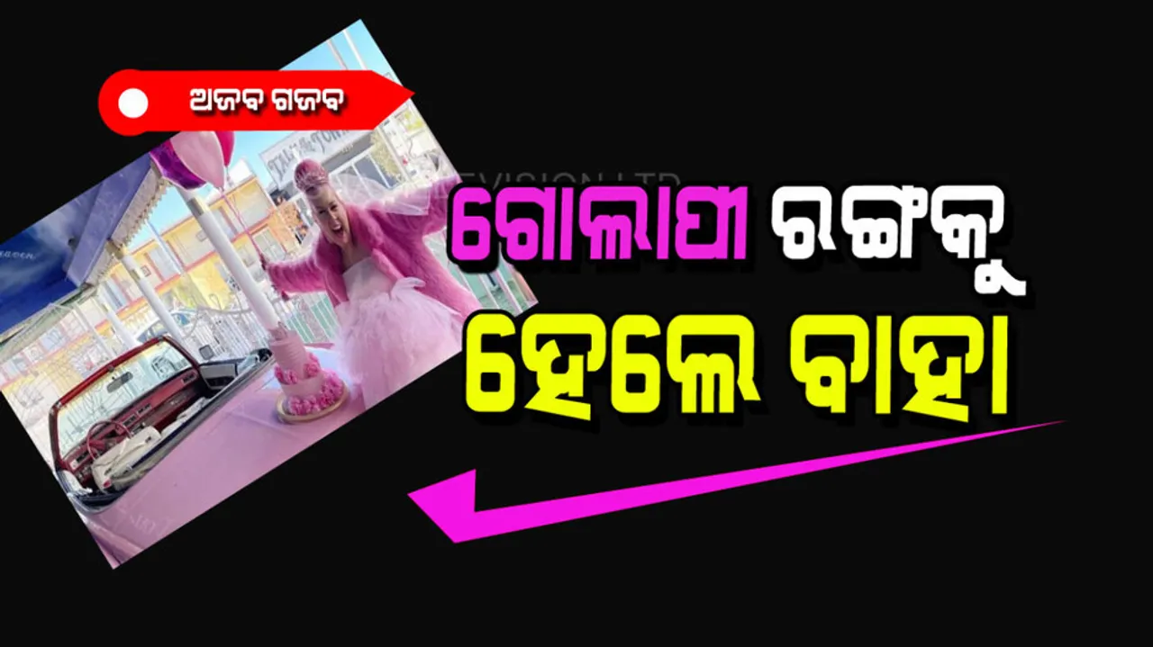 Unique wedding; woman marries pink colour