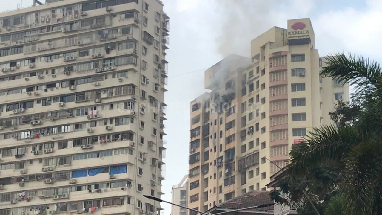 A level 3 fire broke out in 20 storeys Kamala building near Mumbai’s Bhatia hospital in Tardeo.