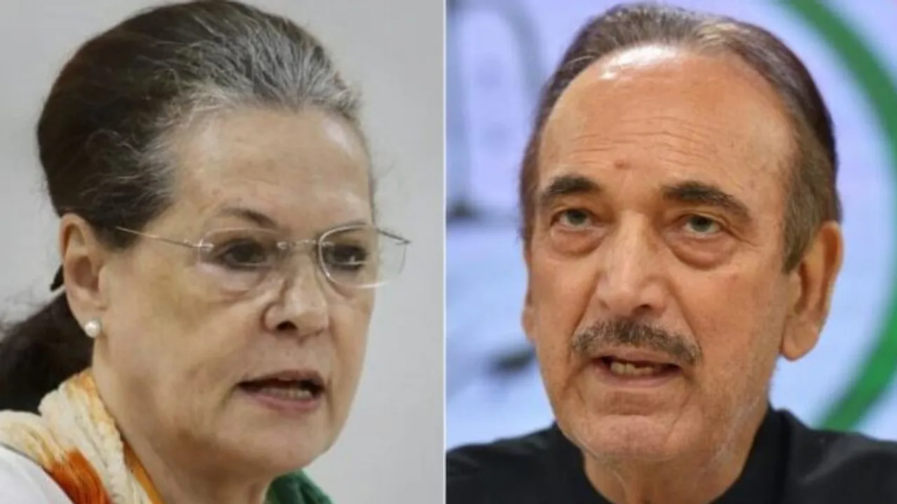 Congress leaders Sonia Gandhi and Ghulam Nabi Azad