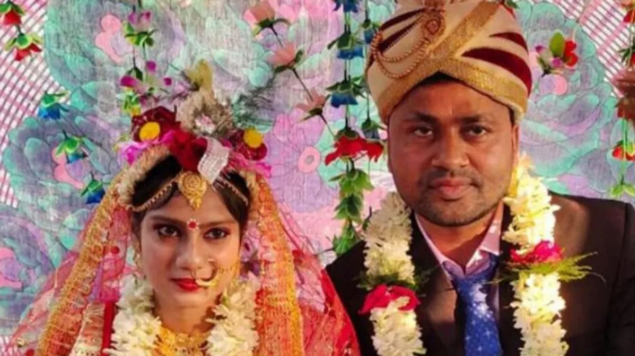 The newlyweds were burned