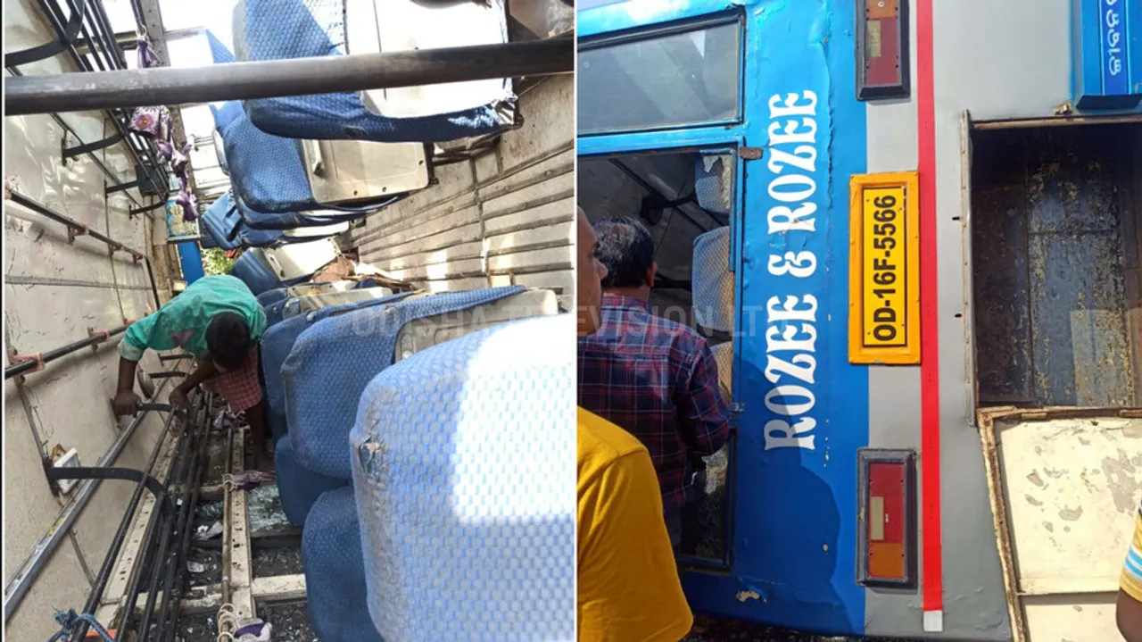 15 passengers injured after the bus in which they were travelling overturns near Jhariapali