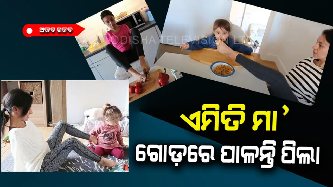 Mom born without limbs looks after daughter and cooks by leg