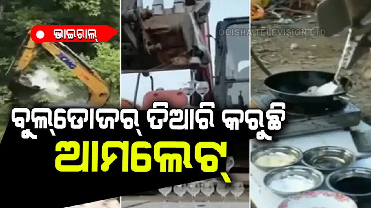 Men doing stunts on bulldozer