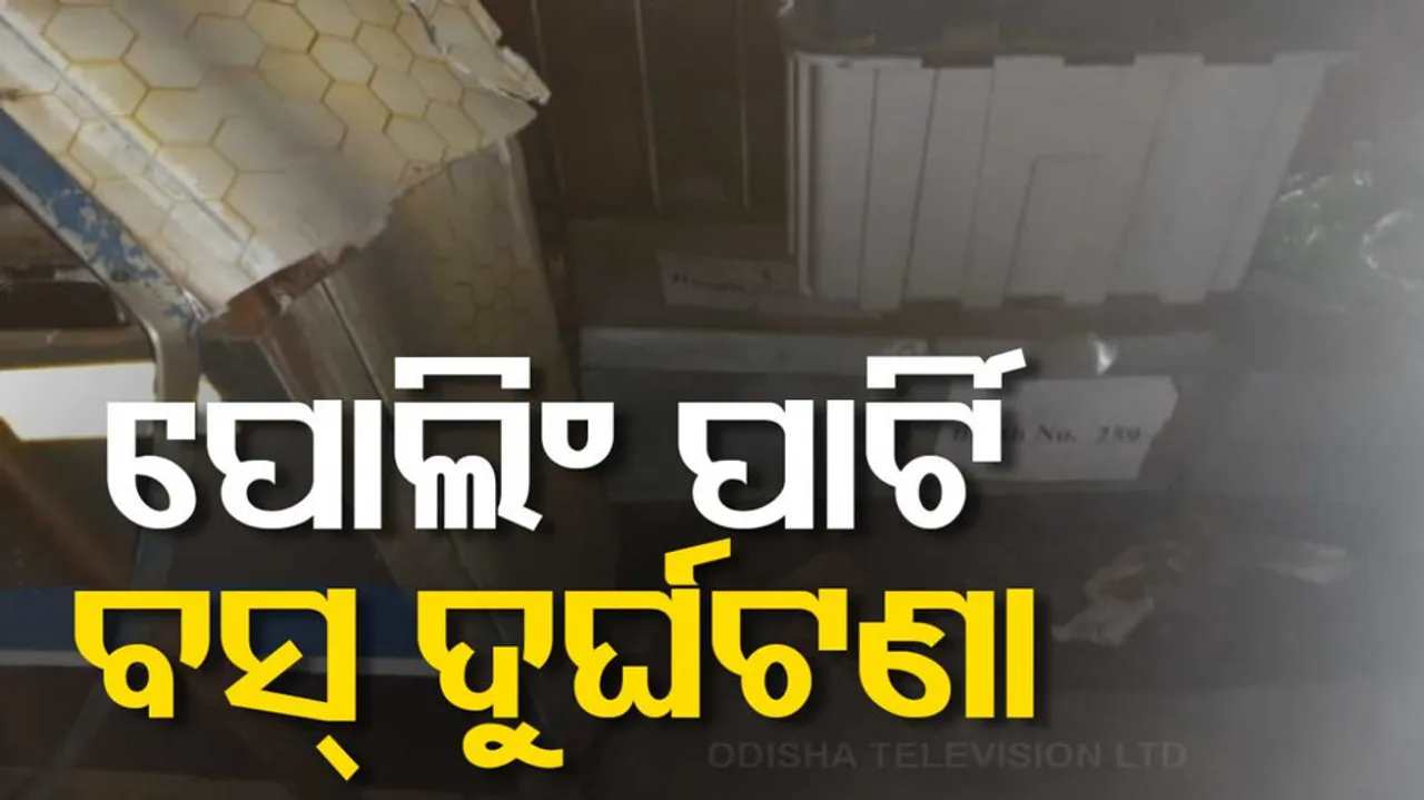 Polling party bus hits truck