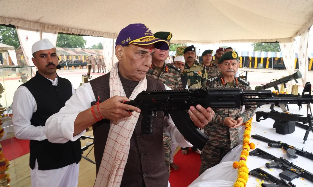 Defence, Rajnath Singh performed 'Shastra pooja' at Bhuj Military Station at Bhuj