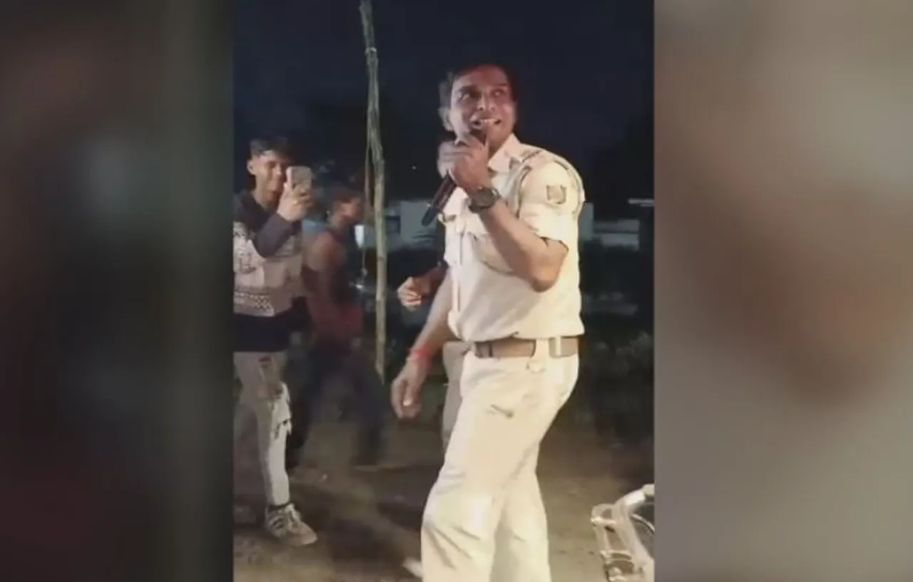 Singing Odisha Police ASI from Salepur wins hearts during Goddess Durga idol immersion procession