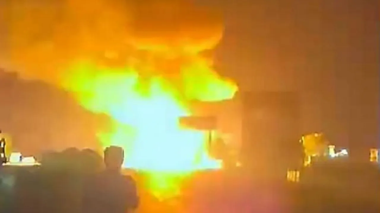 Truck carrying LPG cylinders catches fire after collision on Jaipur-Ajmer highway