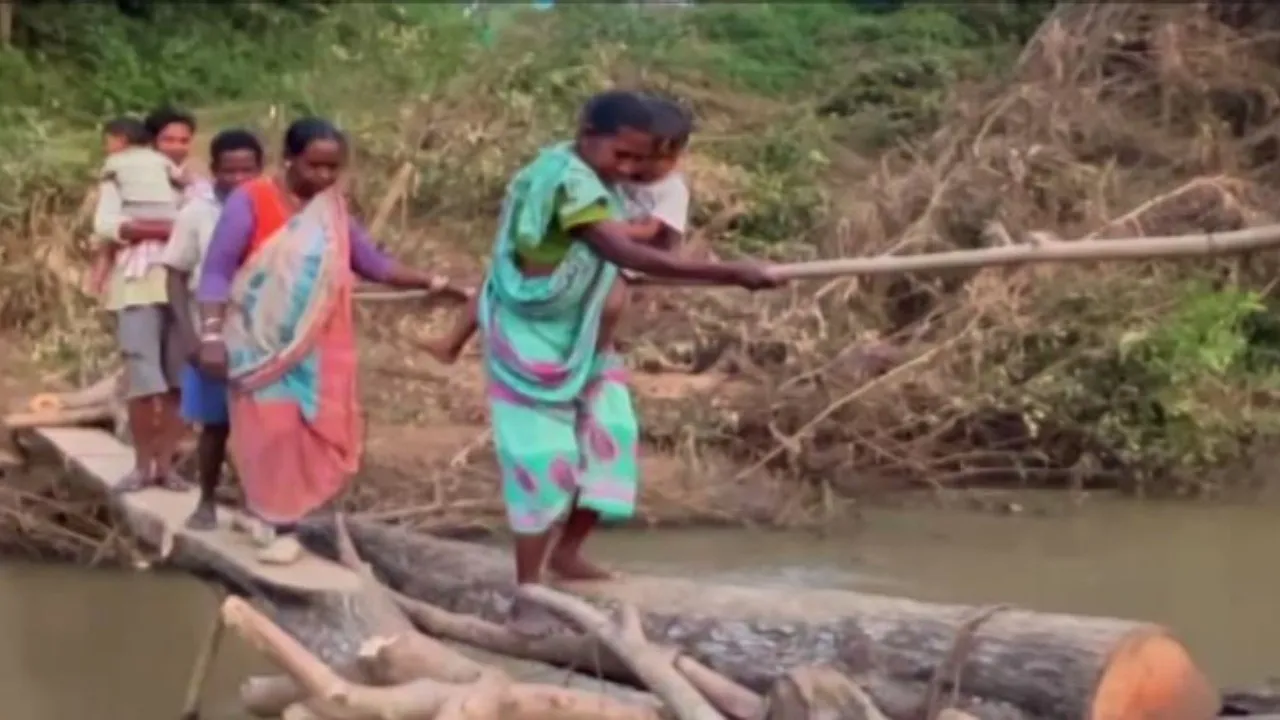 Gajapati villagers rely on a fragile wooden bridge