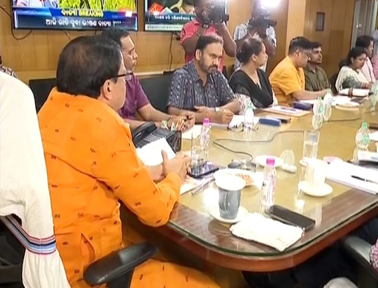 Revenue and Disaster Management Minister Suresh Pujari conducts a high-level review meeting