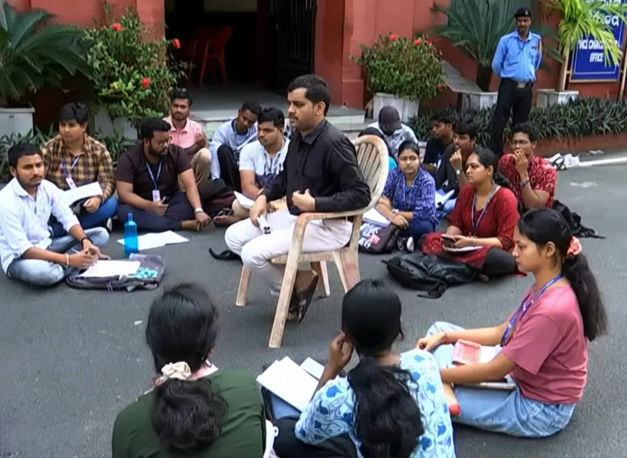 ‘Unsafe classrooms’: Ravenshaw University students study on the road in Cuttack!