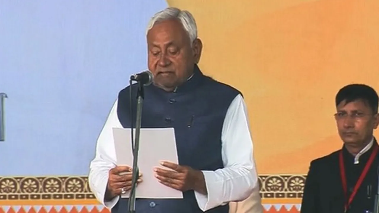 Nitish Kumar sworn in as Bihar CM for a record tenth time, NDA leaders share stage at Gandhi Maidan