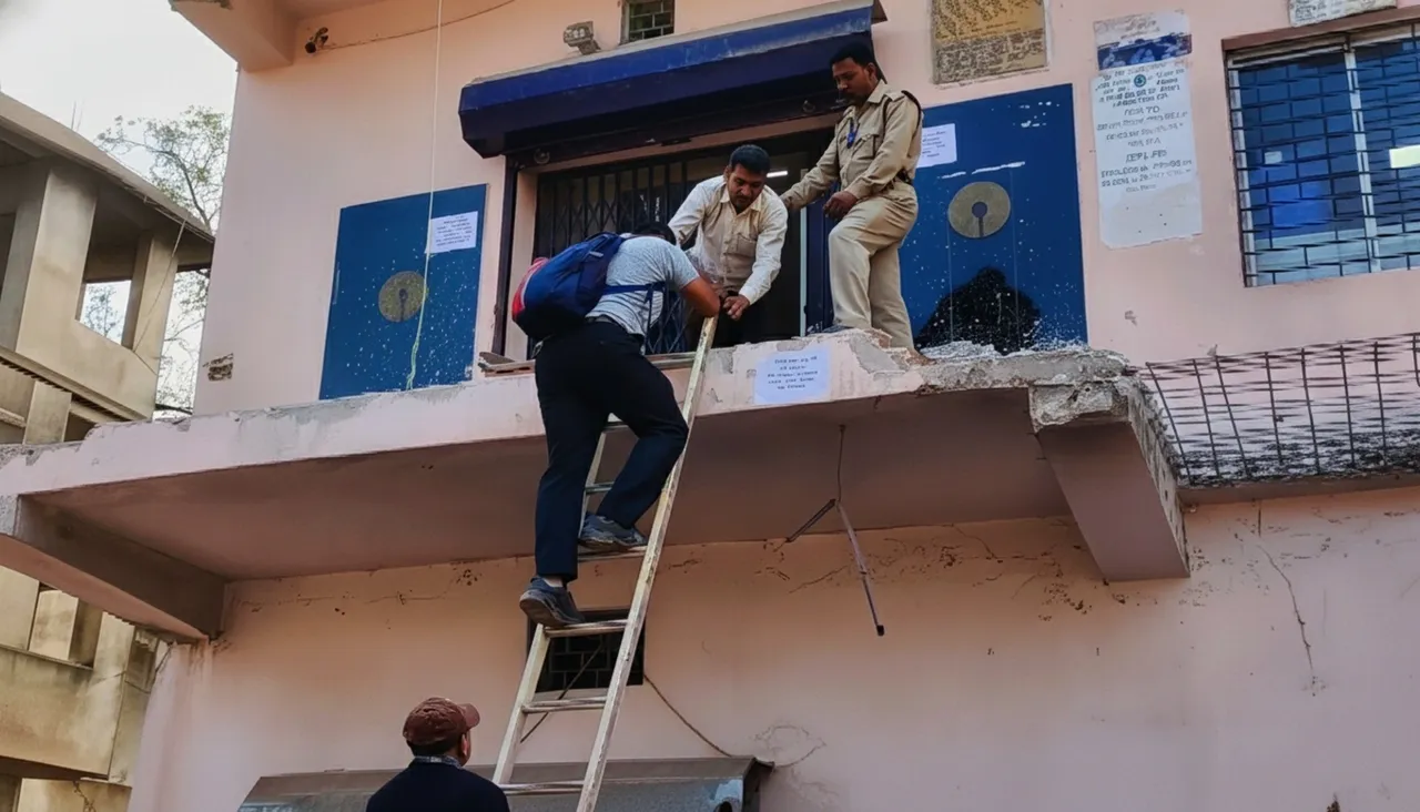 Customers forced to use ladder to access SBI branch after demolition drive in Bhadrak