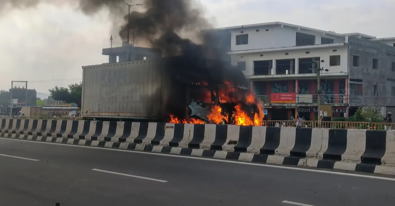 Truck goes up in flames near Berhampur
