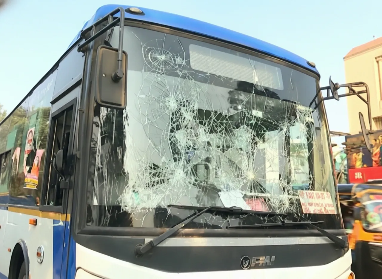 Ama Bus ransacked in Bhubaneswar