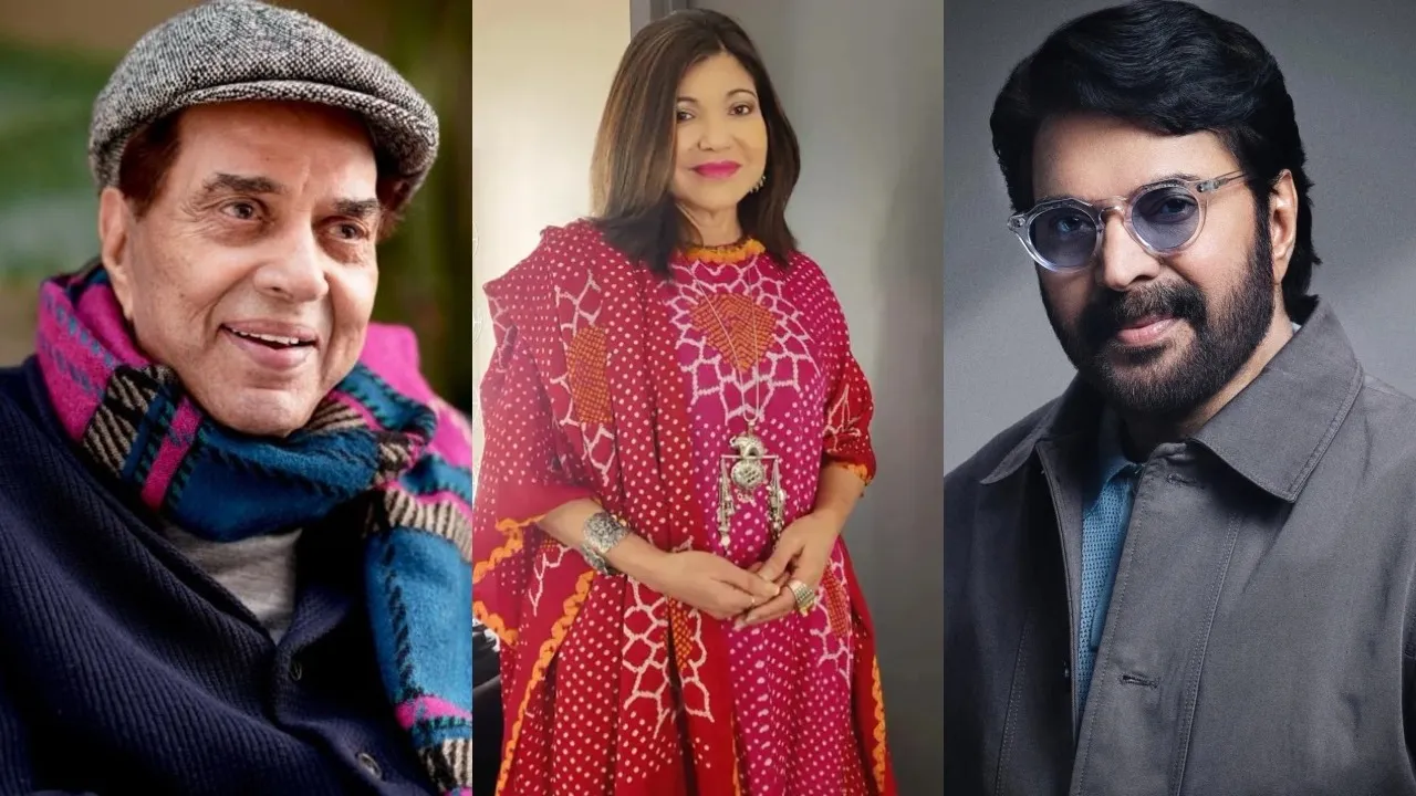 Dharmendra,  Alka Yagnik and Mammootty