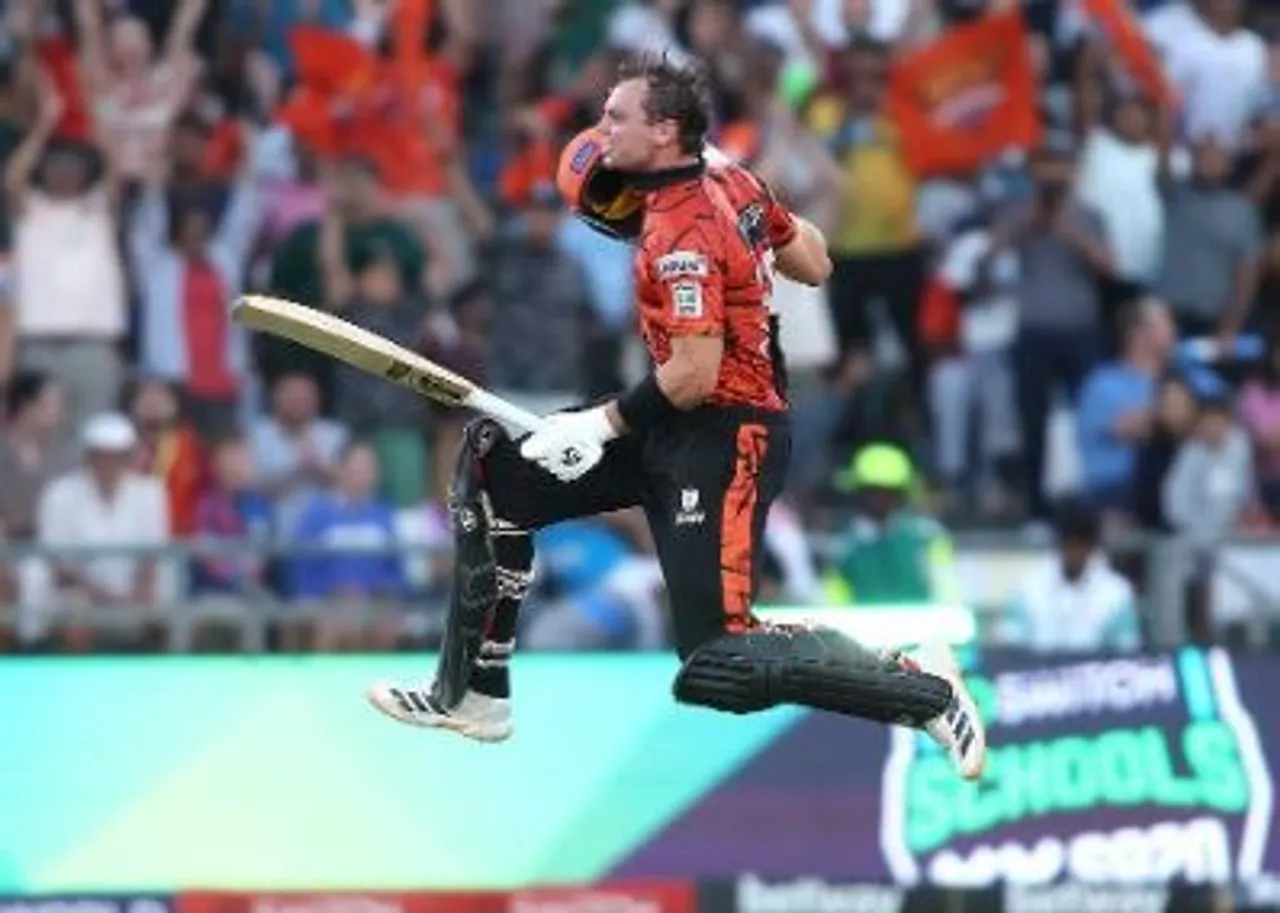 Stubbs celebrating his hundred in SA T20 2026