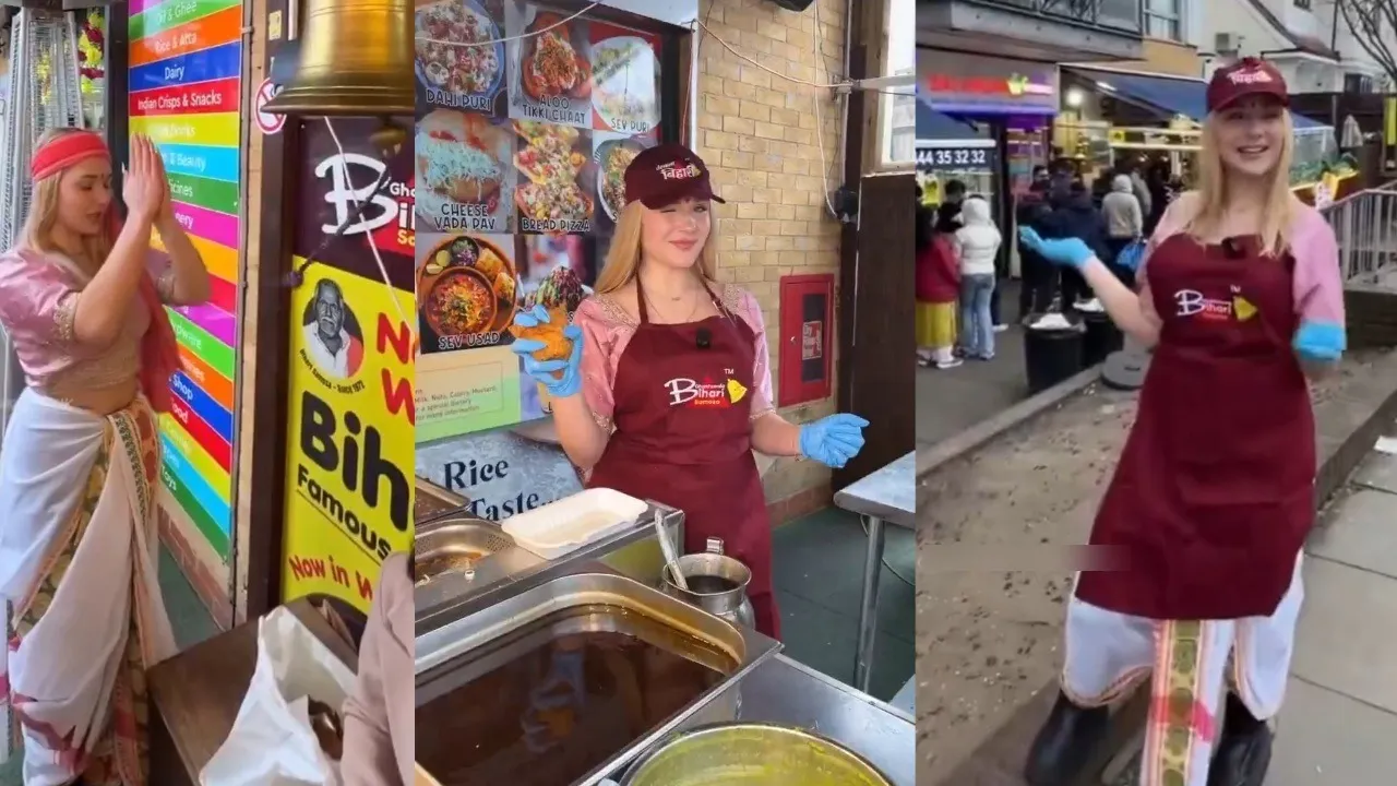 Goriya Devi takes charge at viral Bihari’s Samosa stall in London with ‘Jai Shri Ram’; watch