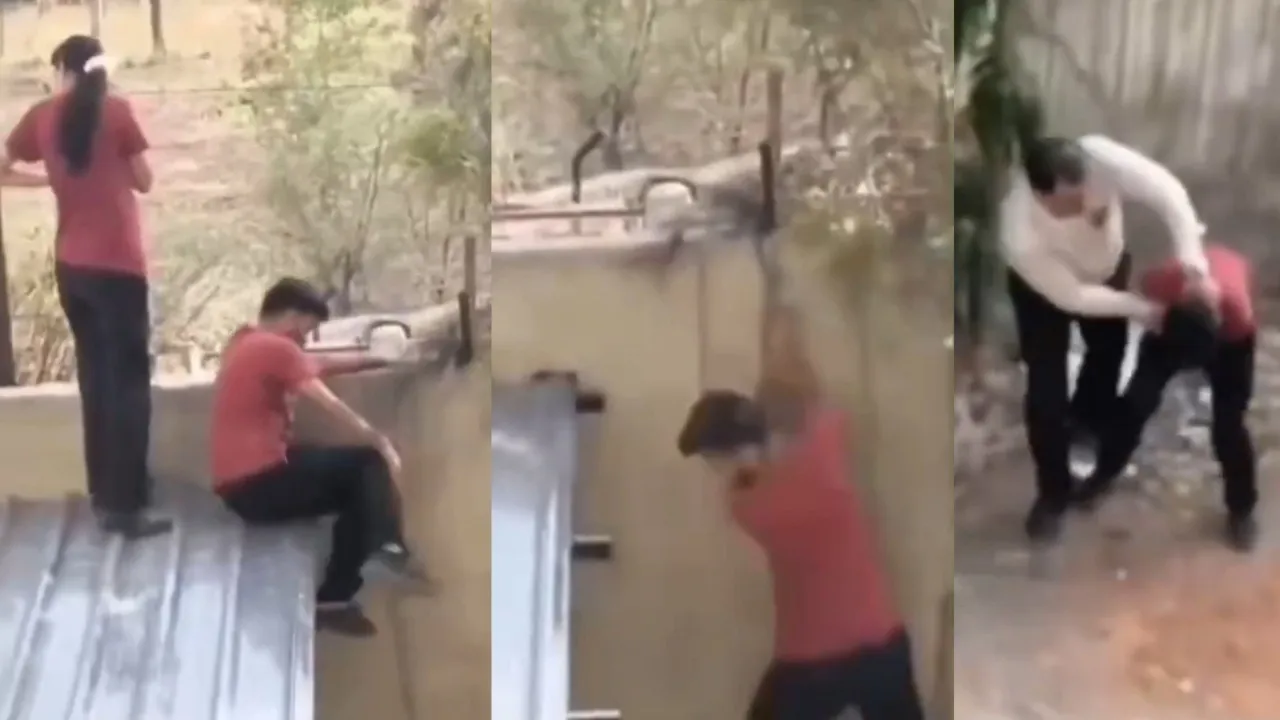 Class bunk goes wrong! Boy and girl attempt rooftop escape, teacher catches them; watch