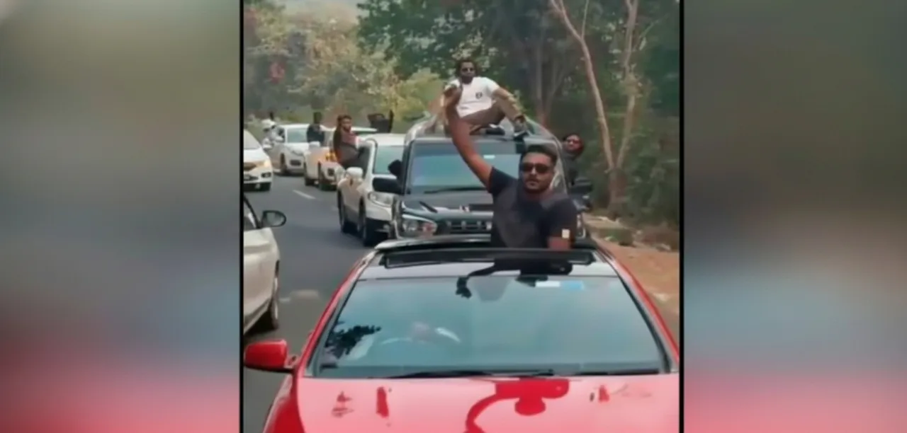 Reckless car stunts on Hirakud Dyke road, two vehicles seized, drivers detained by Burla Police