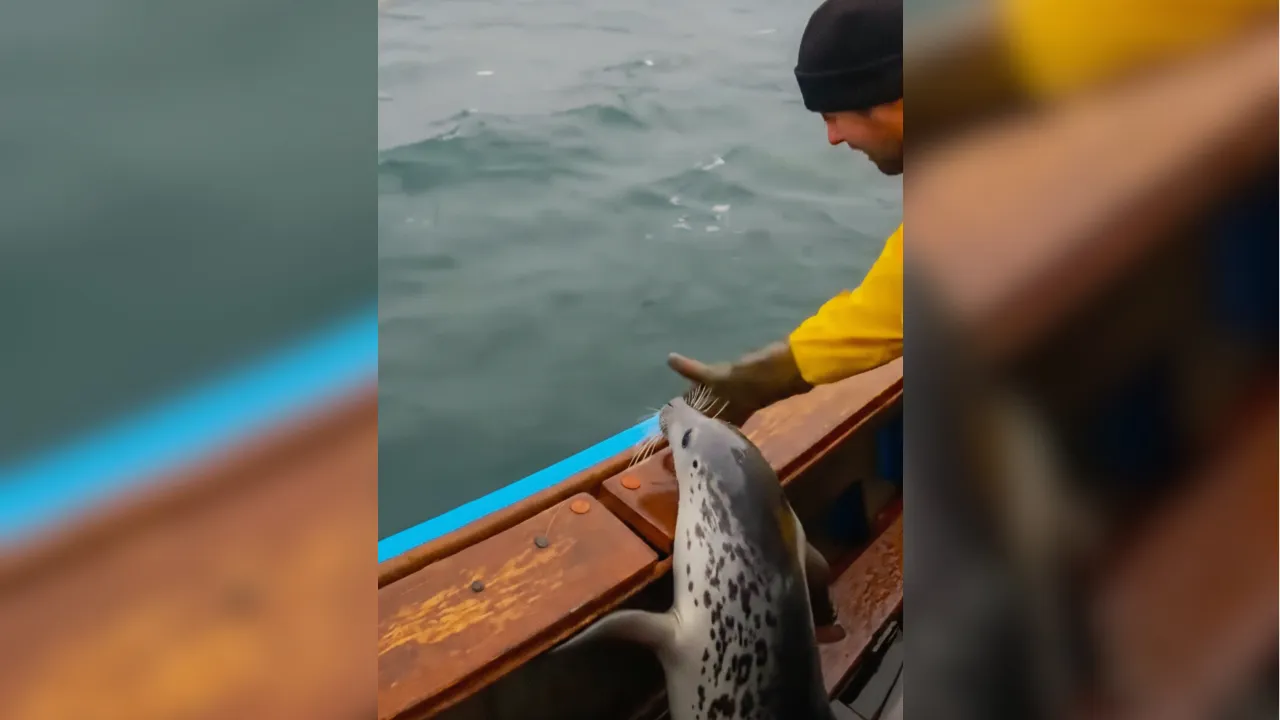 Brave seal escapes shark attack by jumping onto boat