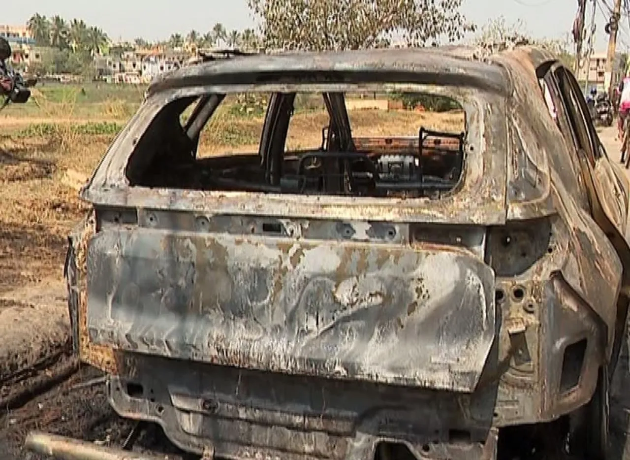Bhubaneswar arson CCTV captures suspect pouring petrol before setting car ablaze